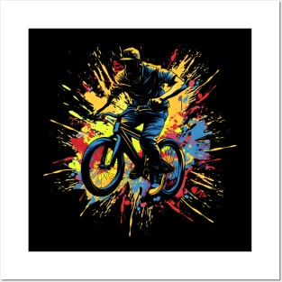 BMX Bike rider Paint splatter Style Design Posters and Art